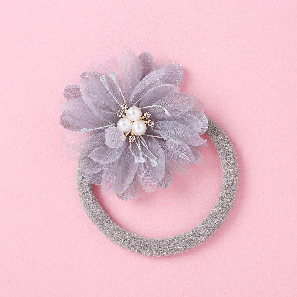 Fashion Pearl Flower Headband For Girls Newborn Baby Elastic Princess Hair bands Child Kids Fresh Style Cute Headwear Gifts