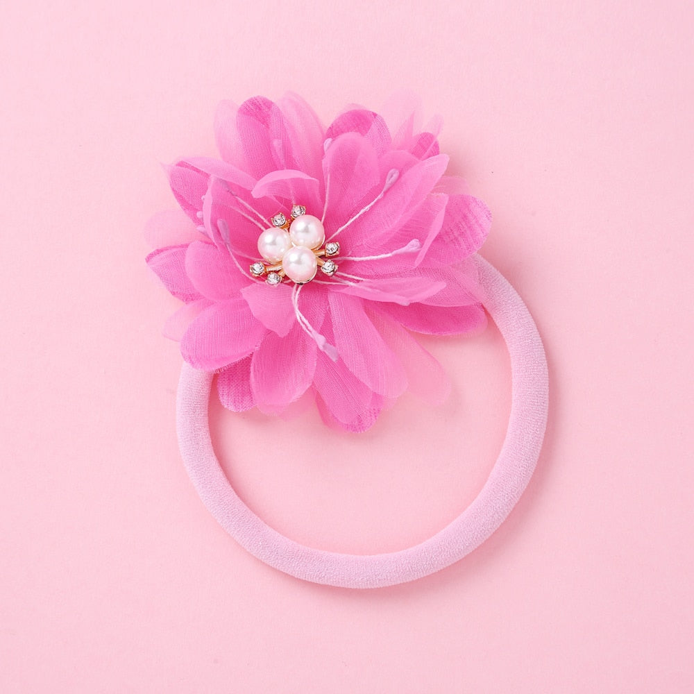 Fashion Pearl Flower Headband For Girls Newborn Baby Elastic Princess Hair bands Child Kids Fresh Style Cute Headwear Gifts