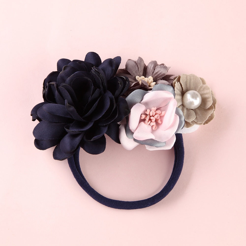 Fashion Pearl Flower Headband For Girls Newborn Baby Elastic Princess Hair bands Child Kids Fresh Style Cute Headwear Gifts