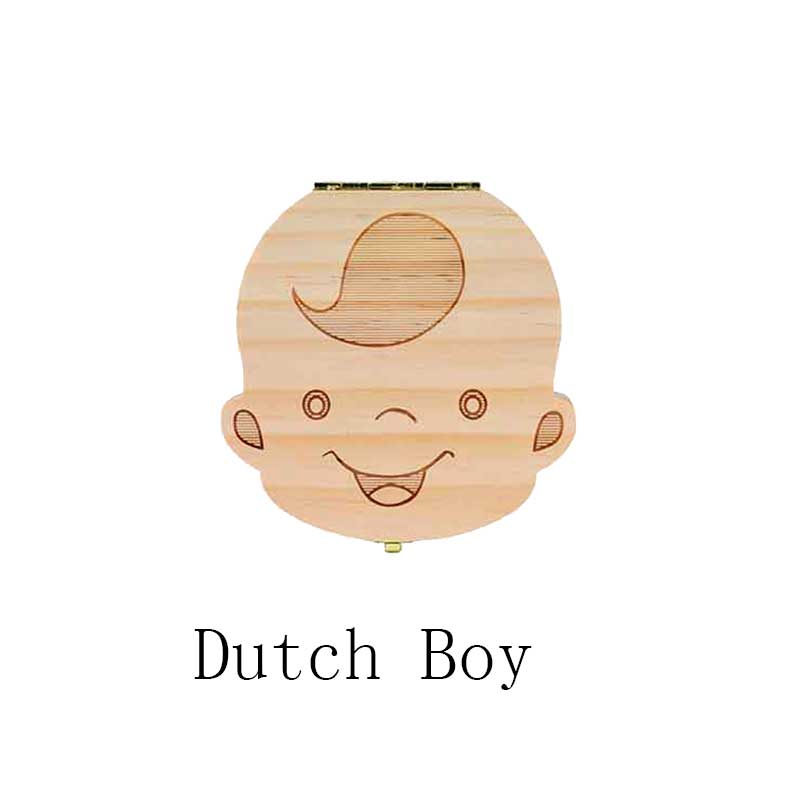 English Spanish Russia Text Baby Boy Girl Fallen Tooth Box Storage Natural Wood Case Save Milk Teeth Collection Organizer Holder