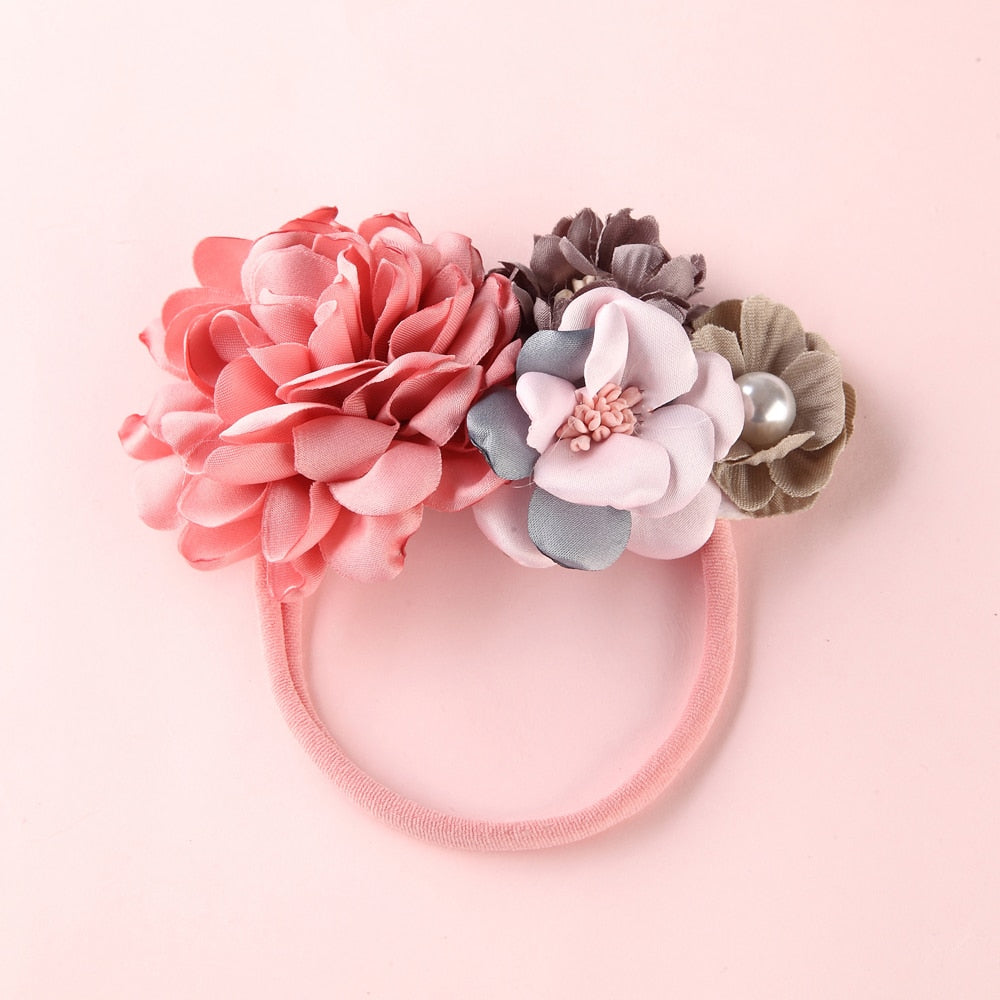 Fashion Pearl Flower Headband For Girls Newborn Baby Elastic Princess Hair bands Child Kids Fresh Style Cute Headwear Gifts