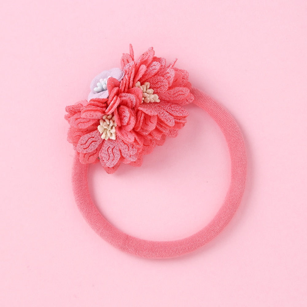 Fashion Pearl Flower Headband For Girls Newborn Baby Elastic Princess Hair bands Child Kids Fresh Style Cute Headwear Gifts