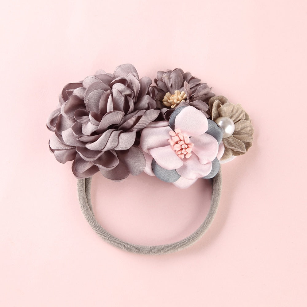 Fashion Pearl Flower Headband For Girls Newborn Baby Elastic Princess Hair bands Child Kids Fresh Style Cute Headwear Gifts