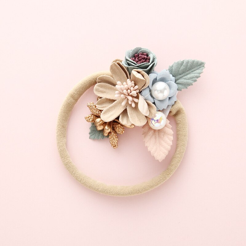 Fashion Pearl Flower Headband For Girls Newborn Baby Elastic Princess Hair bands Child Kids Fresh Style Cute Headwear Gifts