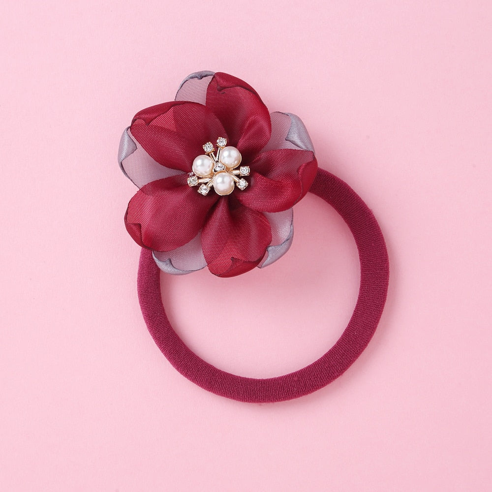 Fashion Pearl Flower Headband For Girls Newborn Baby Elastic Princess Hair bands Child Kids Fresh Style Cute Headwear Gifts