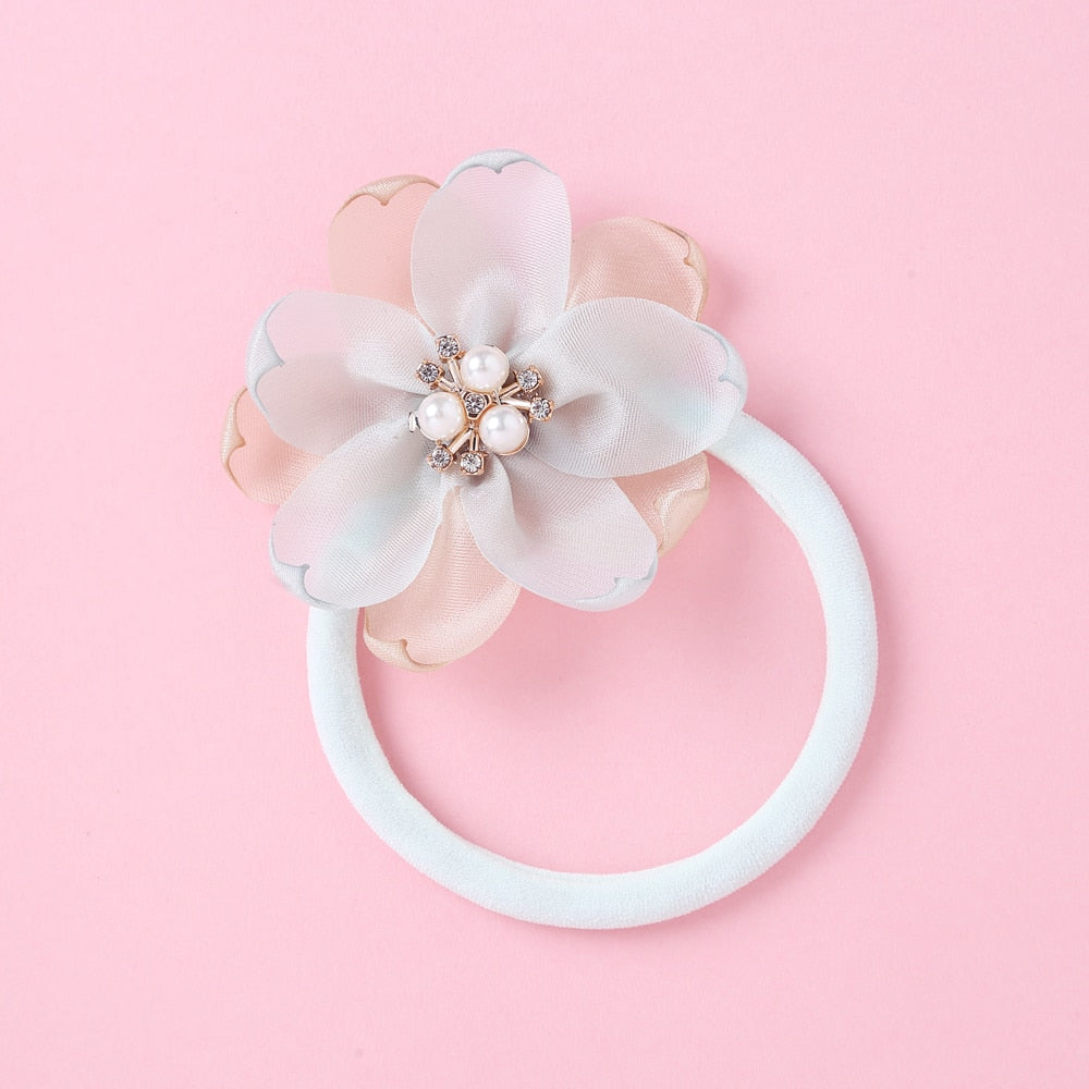 Fashion Pearl Flower Headband For Girls Newborn Baby Elastic Princess Hair bands Child Kids Fresh Style Cute Headwear Gifts