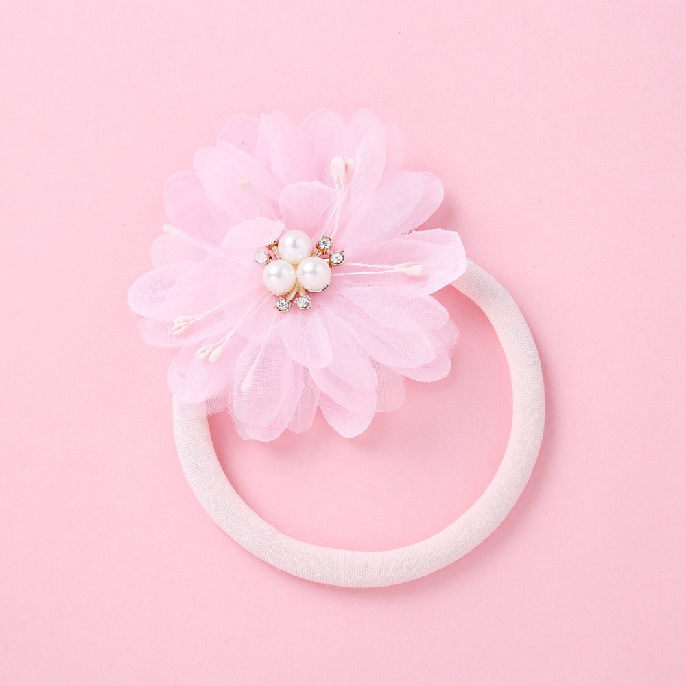 Fashion Pearl Flower Headband For Girls Newborn Baby Elastic Princess Hair bands Child Kids Fresh Style Cute Headwear Gifts