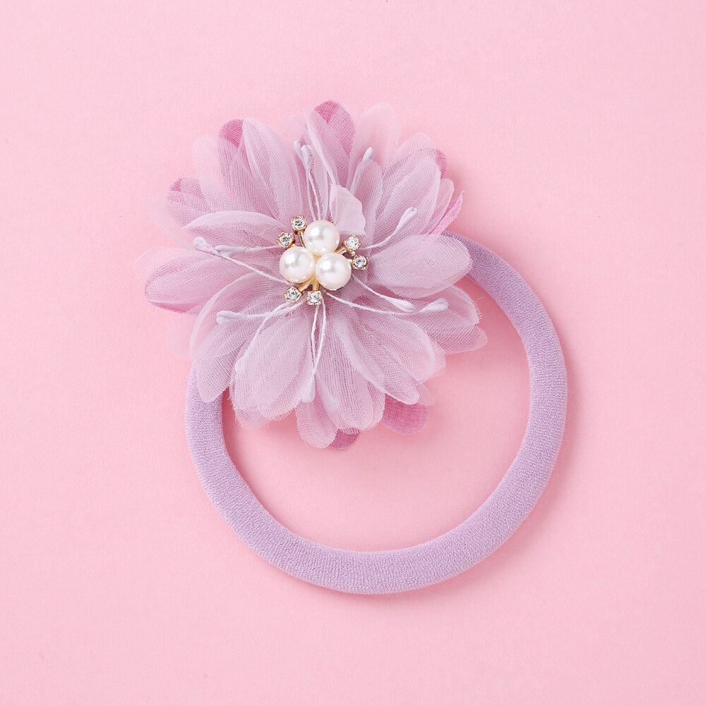 Fashion Pearl Flower Headband For Girls Newborn Baby Elastic Princess Hair bands Child Kids Fresh Style Cute Headwear Gifts