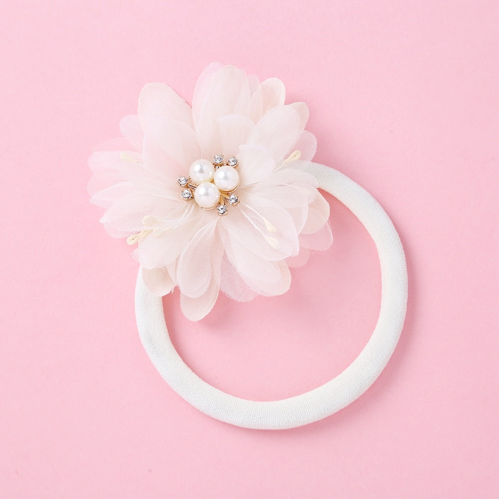 Fashion Pearl Flower Headband For Girls Newborn Baby Elastic Princess Hair bands Child Kids Fresh Style Cute Headwear Gifts