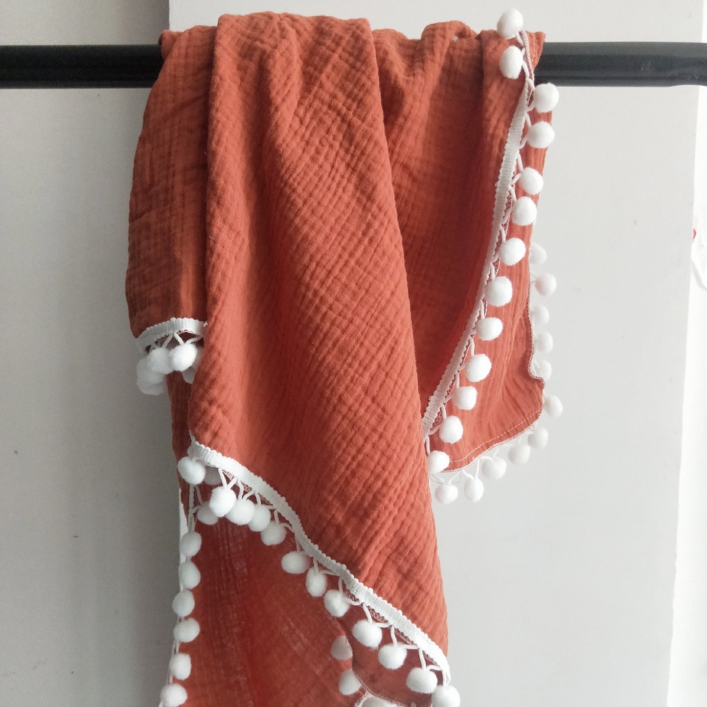 120 x 100cm Tassel Muslin Baby Blanket