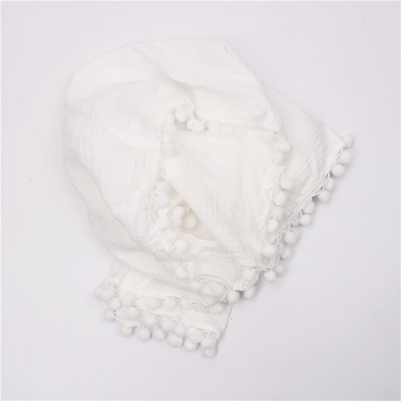 120 x 100cm Tassel Muslin Baby Blanket