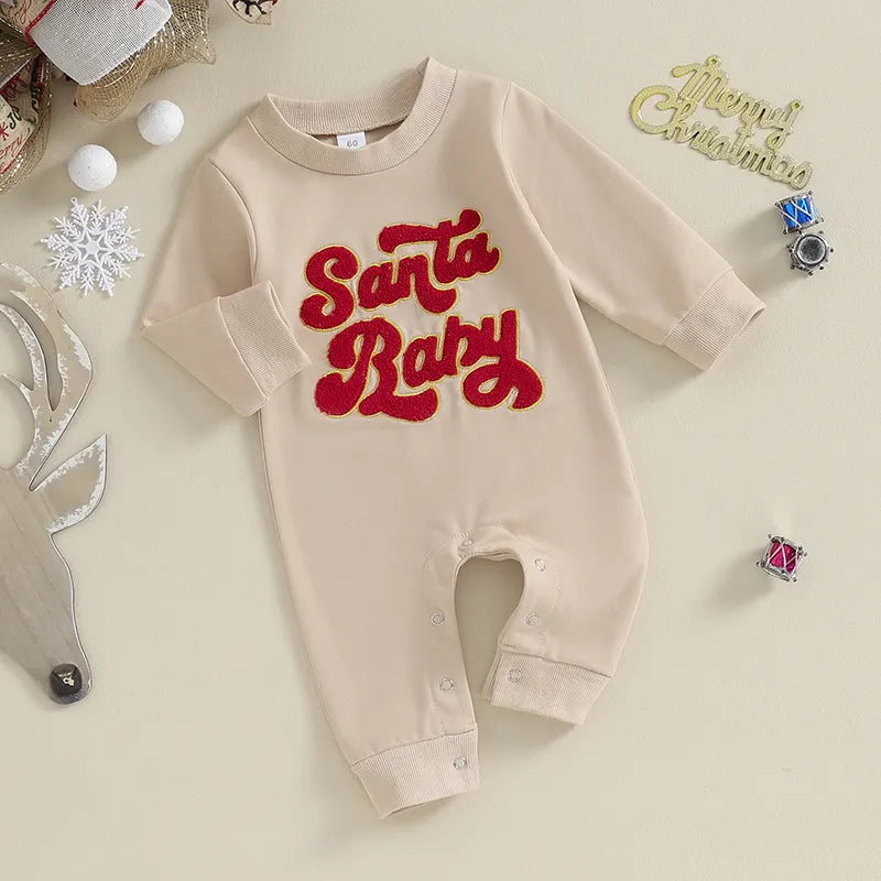 ma&baby 0-18M Christmas Newborn Infant Baby Boy Girl Jumpsuit Letter Long Sleeve Romper Xmas Costumes Clothing