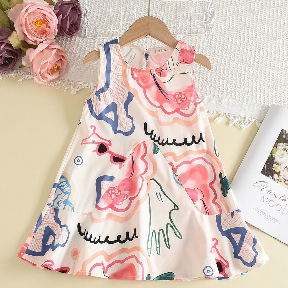 Bear Leader Girl Casual Dress 2023 New Fashion Princess Dresses Girls Sweet Costumes Cute Outfits Baby Girls Vestidos for 3 7Y