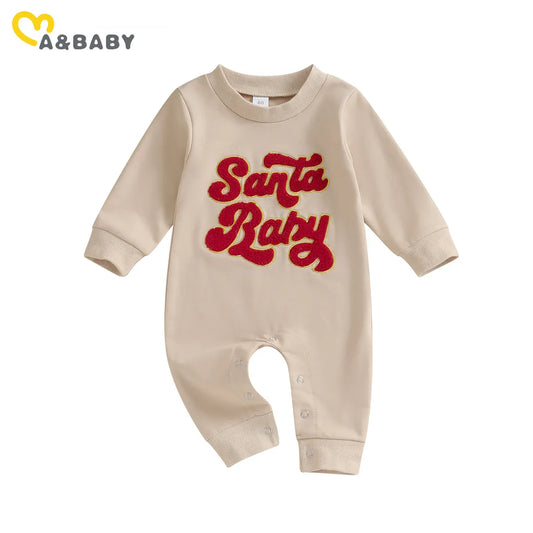 ma&baby 0-18M Christmas Newborn Infant Baby Boy Girl Jumpsuit Letter Long Sleeve Romper Xmas Costumes Clothing