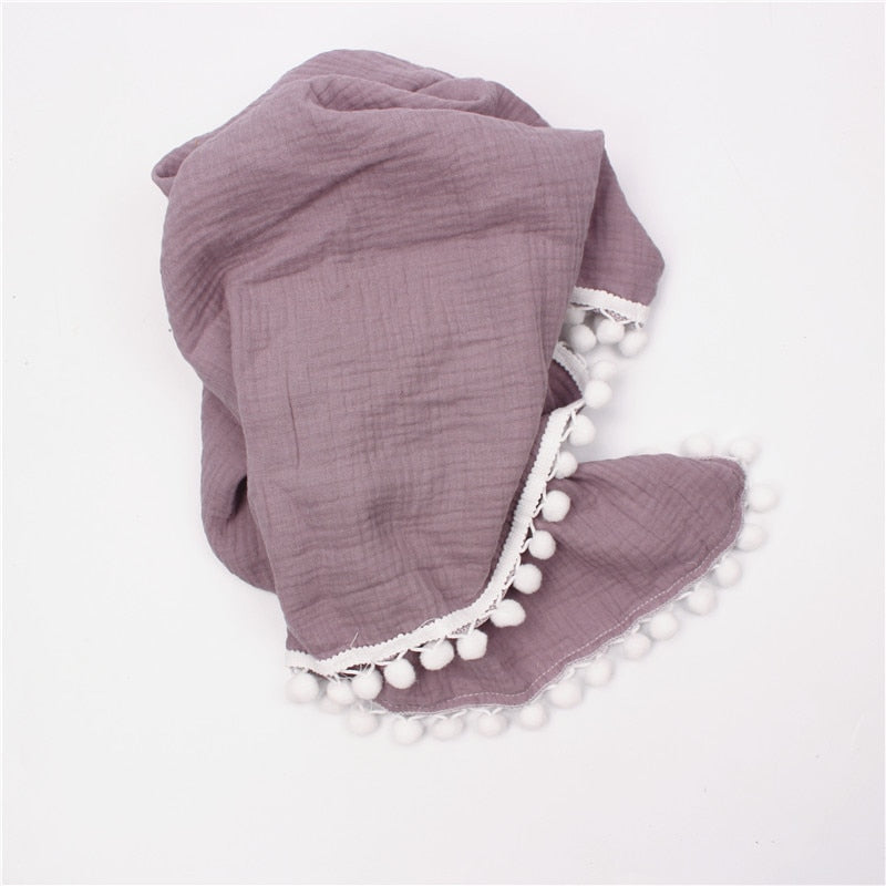 120 x 100cm Tassel Muslin Baby Blanket