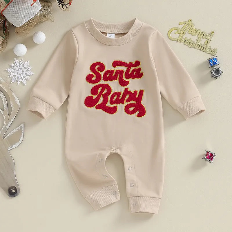 ma&baby 0-18M Christmas Newborn Infant Baby Boy Girl Jumpsuit Letter Long Sleeve Romper Xmas Costumes Clothing