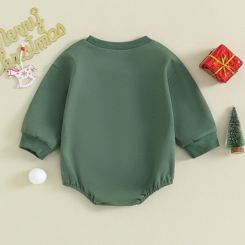 Newborn Baby Girls Boys Bodysuit Long Sleeves Christmas Letter Tree Printed Rompers Cotton Infant Sweatshirt Jumpsuits