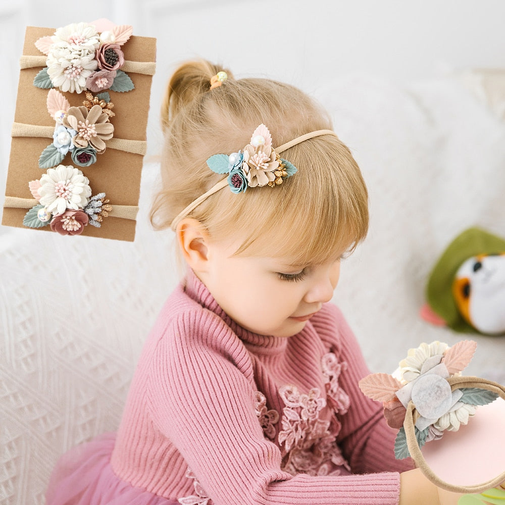 Fashion Pearl Flower Headband For Girls Newborn Baby Elastic Princess Hair bands Child Kids Fresh Style Cute Headwear Gifts