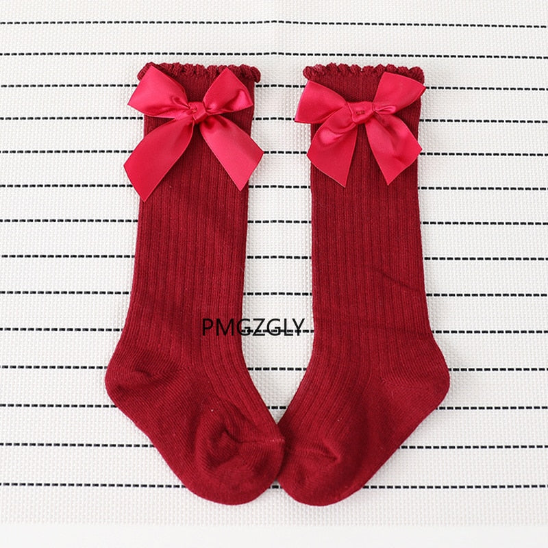 Big Bow Knee High Lace Baby Socks